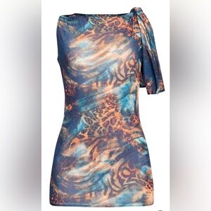 One-Shoulder Animal Print Dress